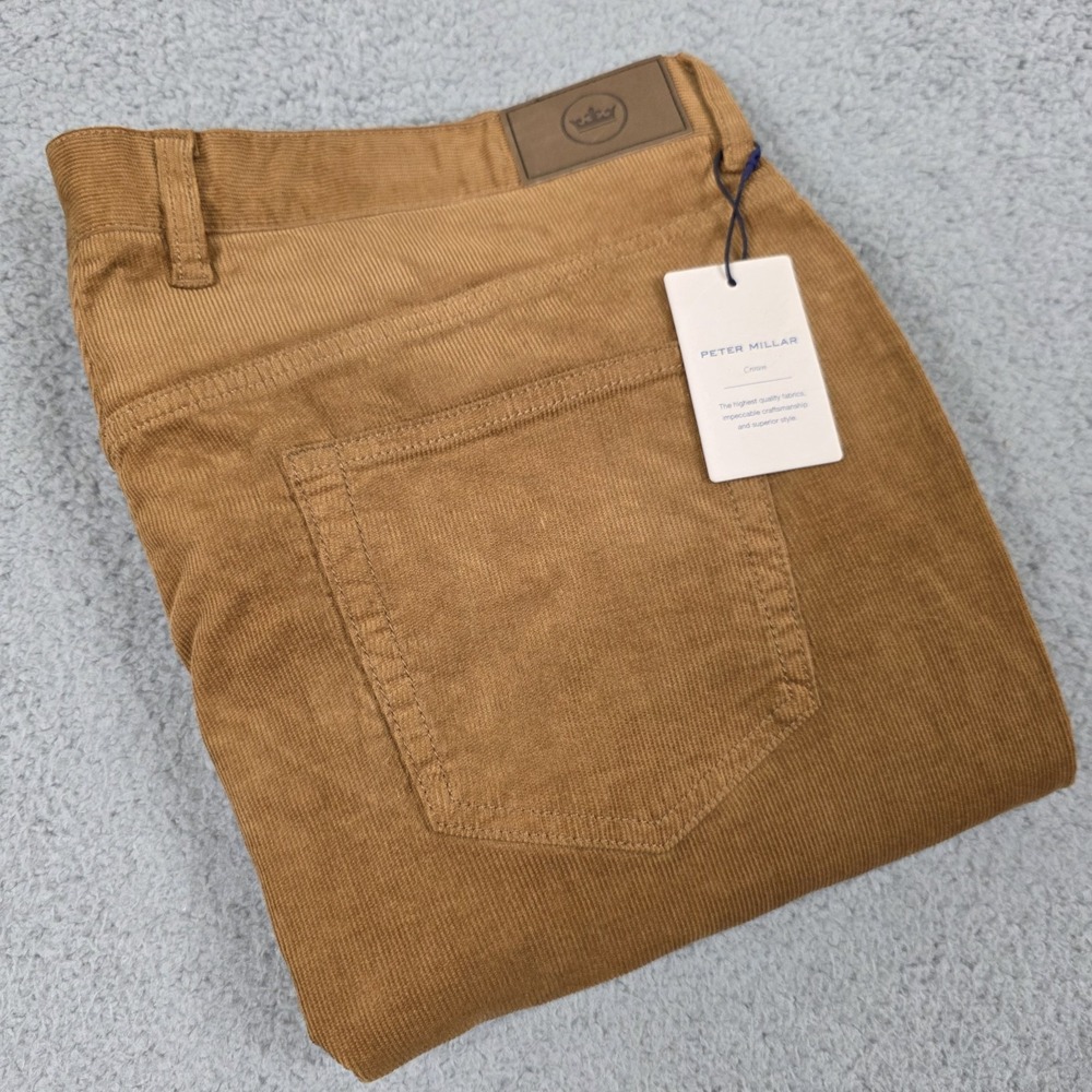 Peter Millar Mens Crown Crafted Superior Soft Corduroy Pants Copper Brown NEW‎